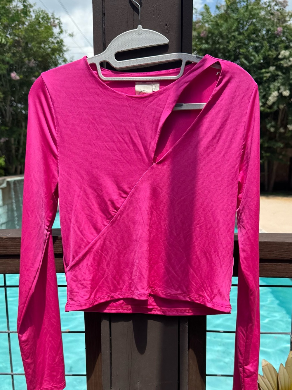 Women's Fuchsia Long-Sleeve Wrap Top